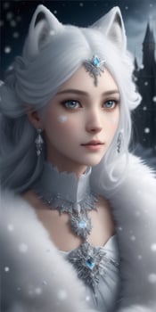 Beautiful White Fox Demon Queen Wallpaper Ai Generative photo