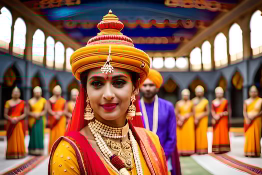 a woman in traditional indian attire poses for a photo. AI-Generated photo