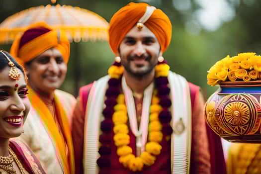 indian wedding in new york city. AI-Generated photo