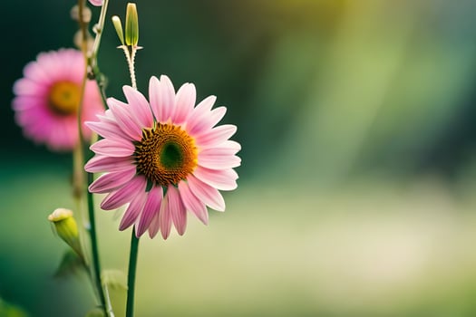 pink flowers in the sun with a blurry background. AI-Generated photo