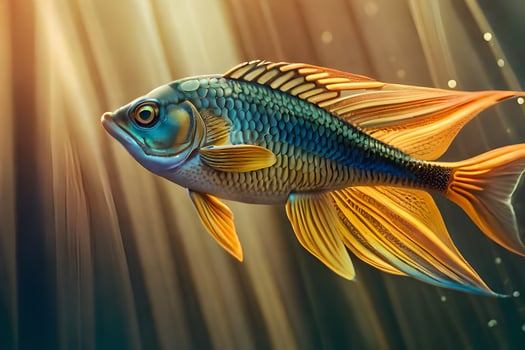 an image of a fish swimming in the water. AI-Generated photo