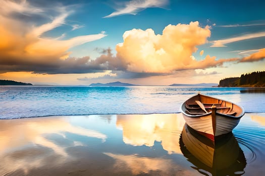 a boat on the beach. AI-Generated photo