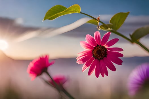 pink flowers in the sun. AI-Generated photo