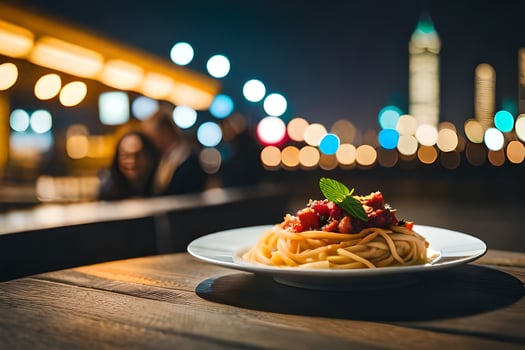 spaghetti on a plate. AI-Generated photo