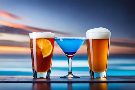 cocktails on the beach. AI-Generated photo