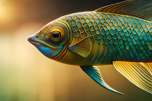 a fish with a yellow and blue body. AI-Generated photo