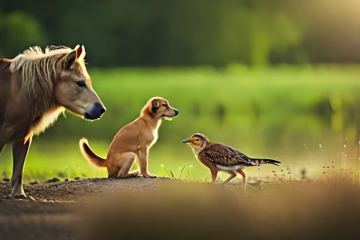 a horse and a dog standing next to each other. AI-Generated photo