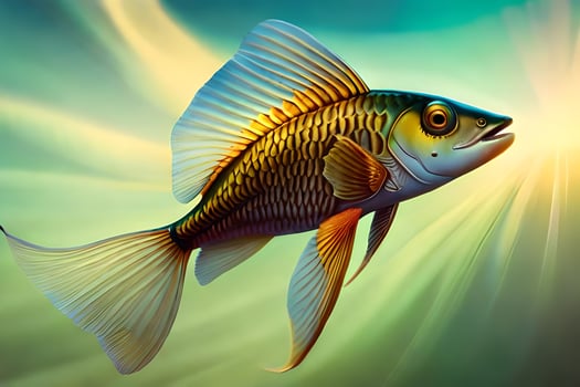 a fish with bright colors and a yellow tail. AI-Generated photo