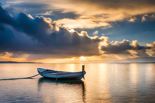 the boat on the water. AI-Generated photo