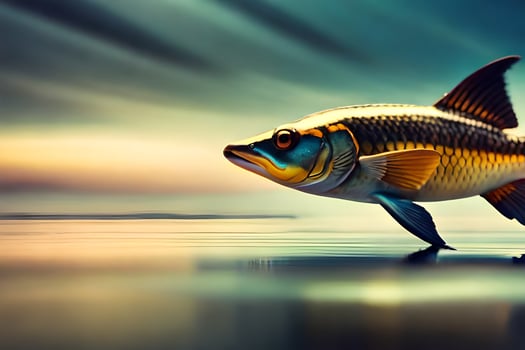 a fish is floating in the water. AI-Generated photo