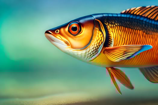 a fish with a blue and orange body. AI-Generated photo