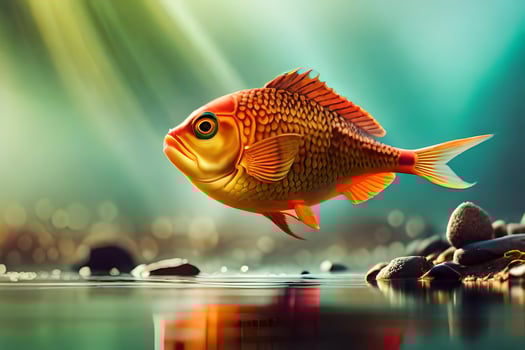 fish in the water with rocks and water. AI-Generated photo