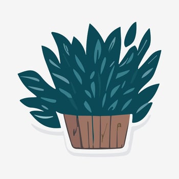 Houseplant in a pot. Illustration in doodle style photo