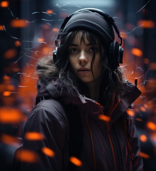 girl listening to music photo