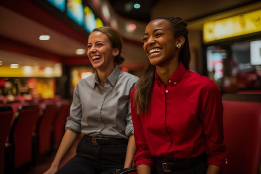 Theater ushers guiding patrons to their seats with welcoming smiles photo