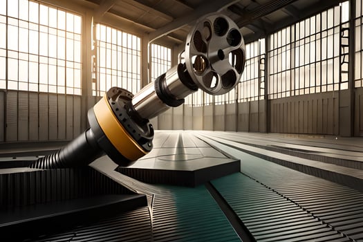 a large machine is sitting on top of a conveyor belt. AI-Generated photo