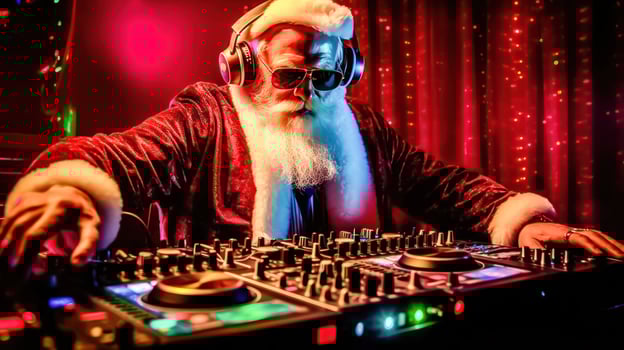 New Year's DJ Santa - Mixing Hits for a Joyous Night - Generative AI photo
