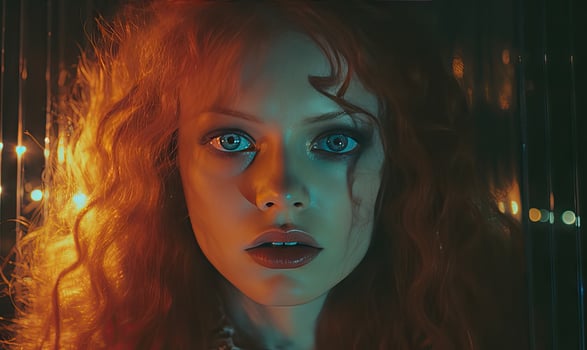 Captivating woman with flowing red hair. AI Generative photo