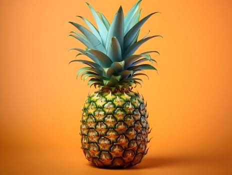 Isolated ananas on orange background. High quality. AI Generative photo