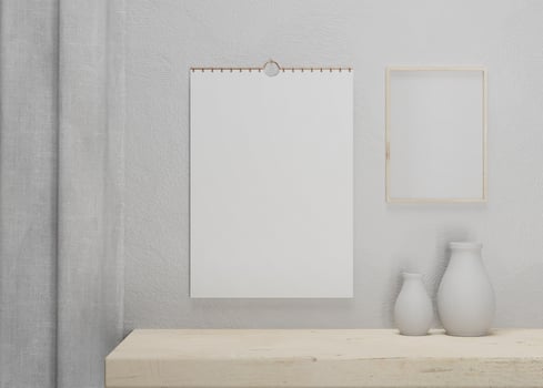 potrait desk calendar with blank of paper suitable for calendar design presentation photo