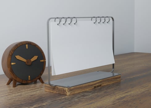 desk calendar with white paper suitable for calendar design presentation photo