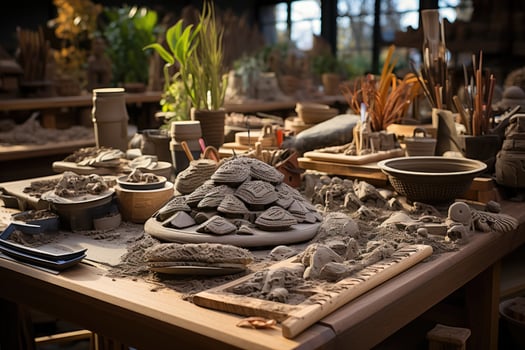 clay craftsman tools and equipment professional photography AI Generated photo