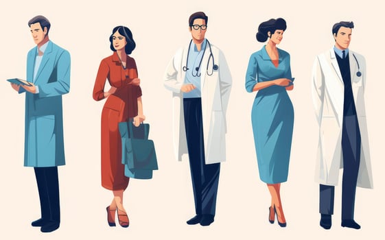 Team of medical workers. Hospital staff. Medical concept. Cartoon. Sketch illustration. photo