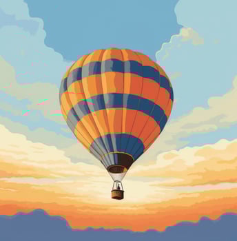 hot air balloon over the blue sky background. Composition of nature, 3D Illustration photo