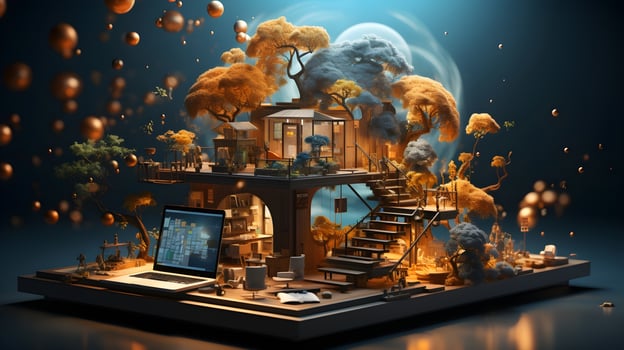 Skill Up Anywhere. Online Learning and Training Platforms in 3D. AI Generated photo