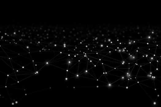 Abstract polygonal space low poly dark background with connecting dots and lines. Connection structure. 3d rendering, Digital background with a complex network of dots and lines, AI Generated photo