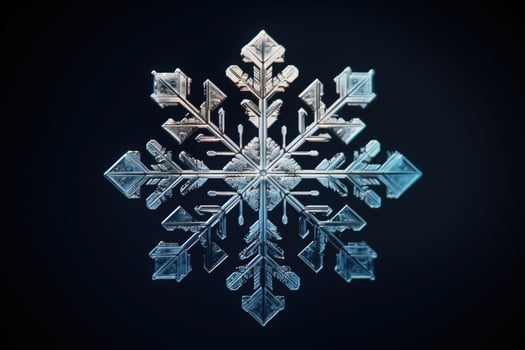 Snowflake on a dark blue background. AI generated photo