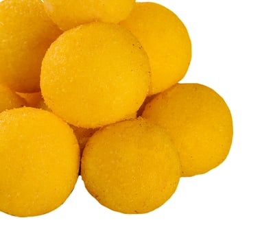 Cheese balls isolated on white background photo