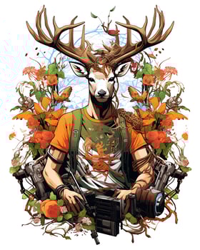 Action Deer Hunting Man artistic journey through the great Vector illustration Background photo