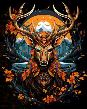 Action Deer Hunting Man artistic journey through the great Vector illustration Background photo