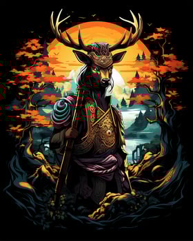 Action Deer Hunting Man artistic journey through the great Vector illustration Background photo