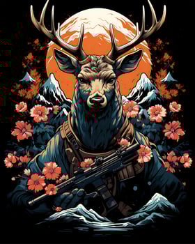 Action Deer Hunting Man artistic journey through the great Vector illustration Background photo