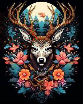 Action Deer Hunting Man artistic journey through the great Vector illustration Background photo