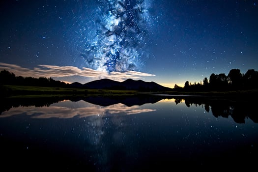 AI generated Milky Way Reflected on Lake. AI Generated photo