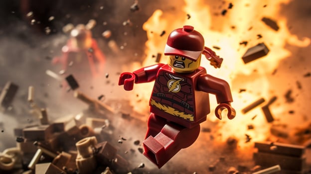 Lego heroes teaming up to save the world AI Generative photo