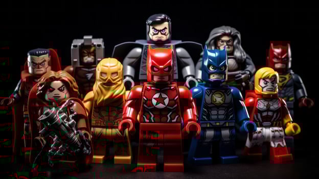 Lego heroes teaming up to save the world AI Generative photo