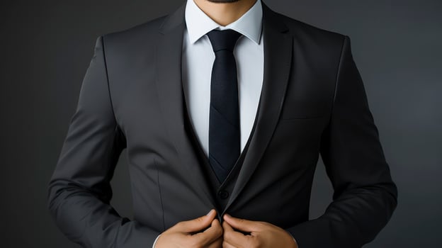 Capturing the Essence of a Man in a Tailored Suit. Generative AI photo