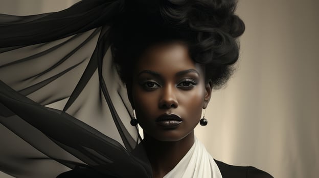 black woman portrait in natural light with hat , generated by AI photo