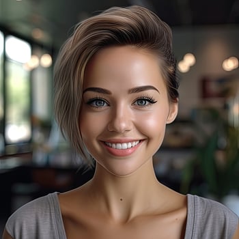 portrait of young female permanent make-up artists, hyper realistic , generated by AI photo