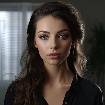 portrait of young female permanent make-up artists, hyper realistic , generated by AI photo