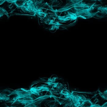 Abstract Cyan Smoke Frame On Black Background photo