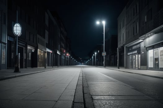 Empty space on the street on the night. background. AI Generative Pro Photo