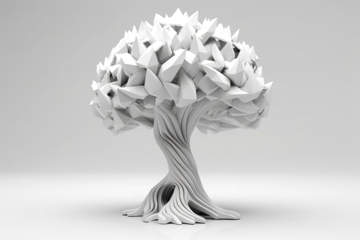 Abstract low poly tree, selective focus, Generative AI illustration photo