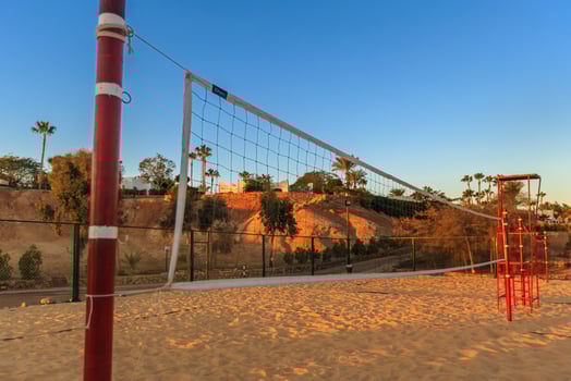 Volleyball net in the morning on beach, Egypt photo