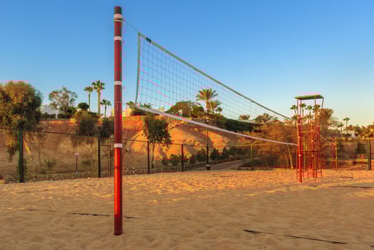 Volleyball net in the morning on beach, Egypt photo