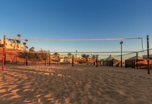 Volleyball net in the morning on beach, Egypt photo